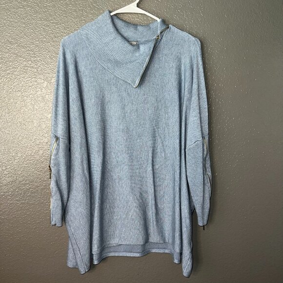 Joseph A. Women’s Blue Cowl Neck Oversized Sweater Size M – Cozy Knit Tunic Top - Picture 1 of 8